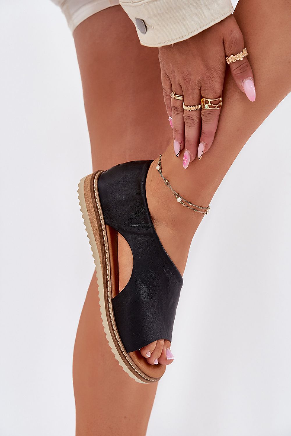 TEEK - Smooth Sleeve Flat Natural Leather Sandals SHOES TEEK MH