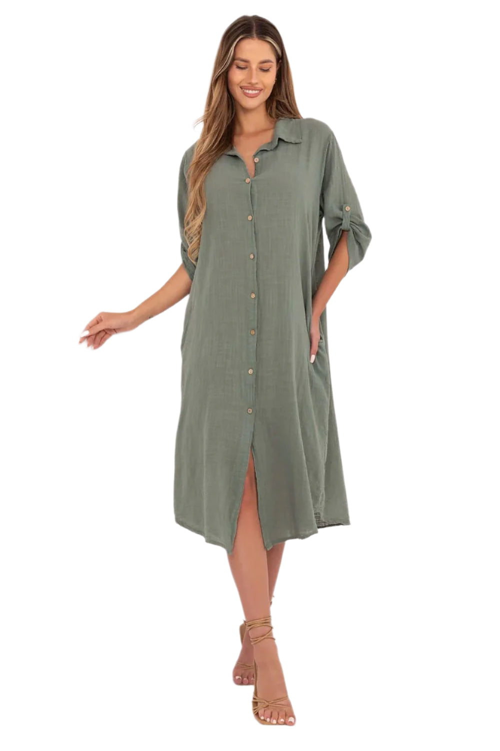 TEEK - Ready Day Buttoned Dress DRESS TEEK MH green One Size