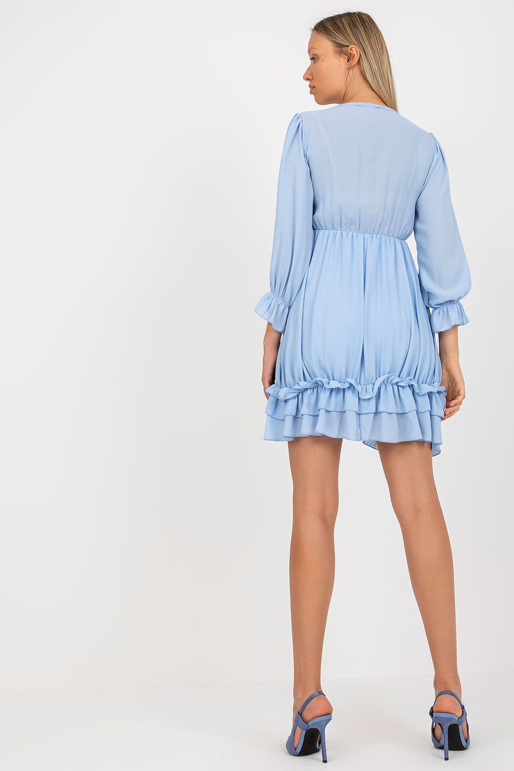 TEEK - Long Sleeve Ruffled V-Neck Tie Dress DRESS TEEK MH