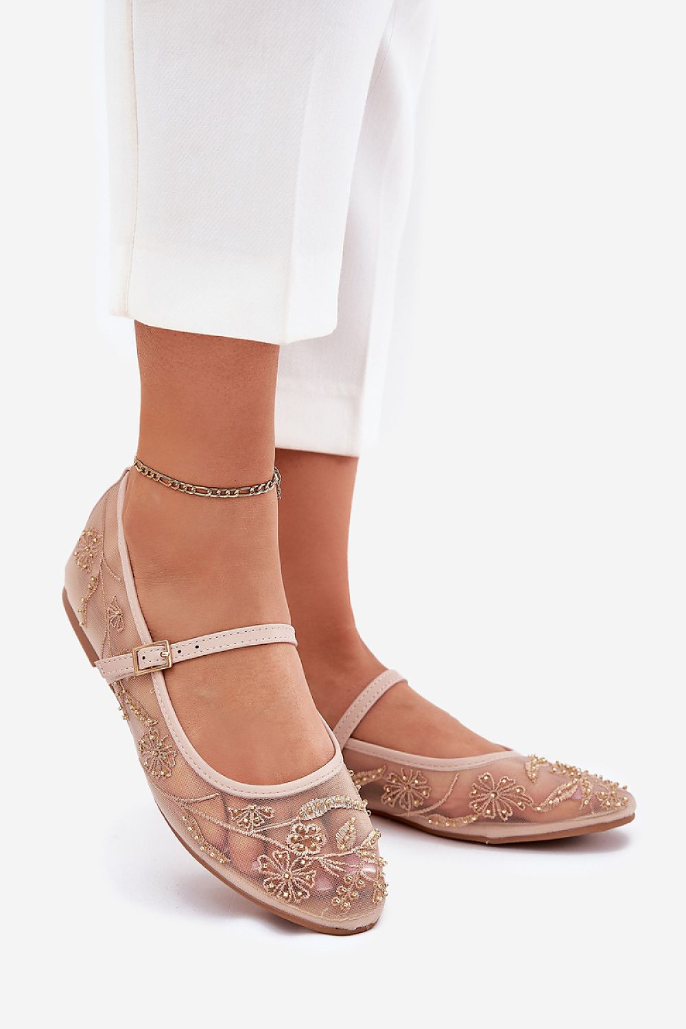 TEEK - Mesh Embroidered Ballet Flats SHOES TEEK MH beige 6