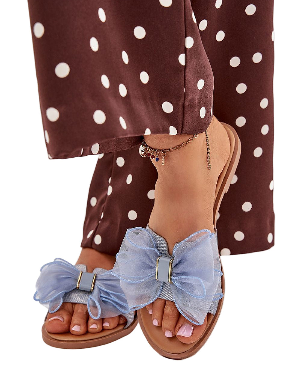 TEEK - Blue Sheet Ribbon Bow Slides SHOES TEEK MH 36