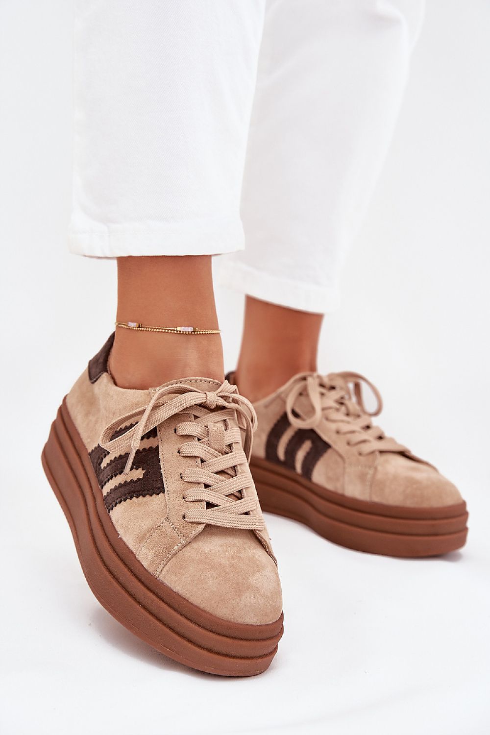 TEEK - Platform Suede Refined Laced Sport Shoes SHOES TEEK MH beige 6.5