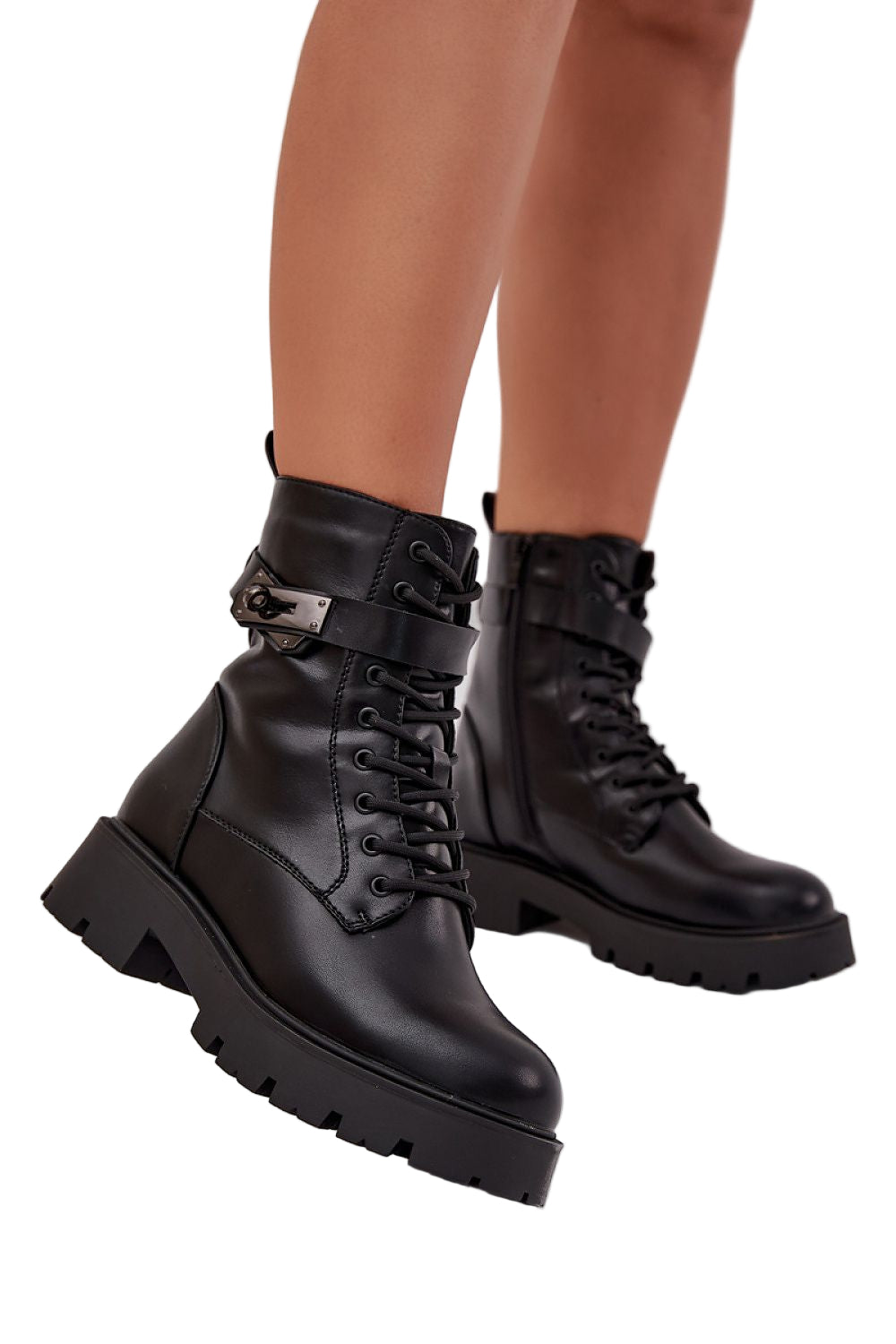 TEEK - Black Belted Laced Booties SHOES TEEK MH 6.5