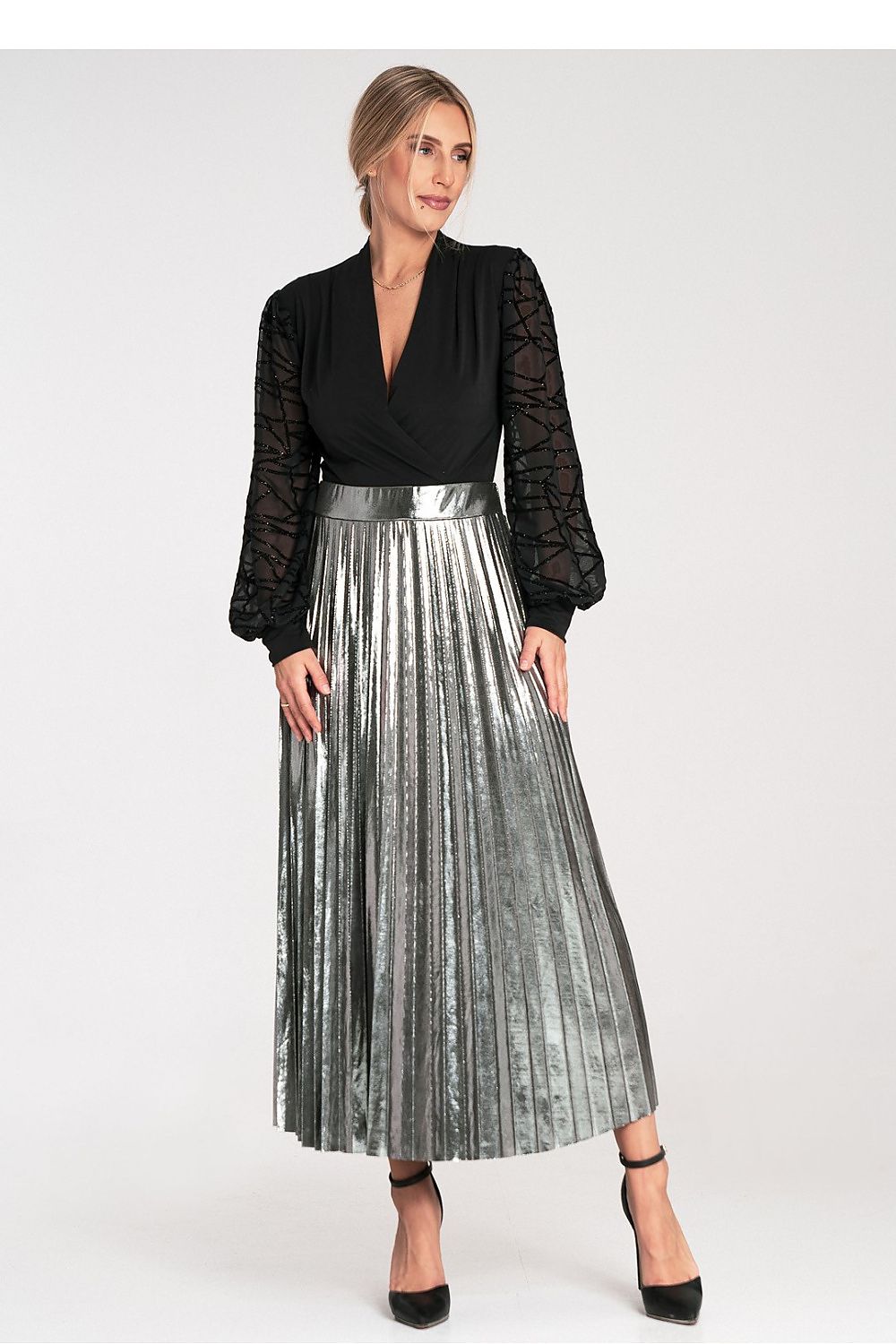 TEEK - Sheer Sleeve Shapewear V-Neck Bodysuit TOPS TEEK MH