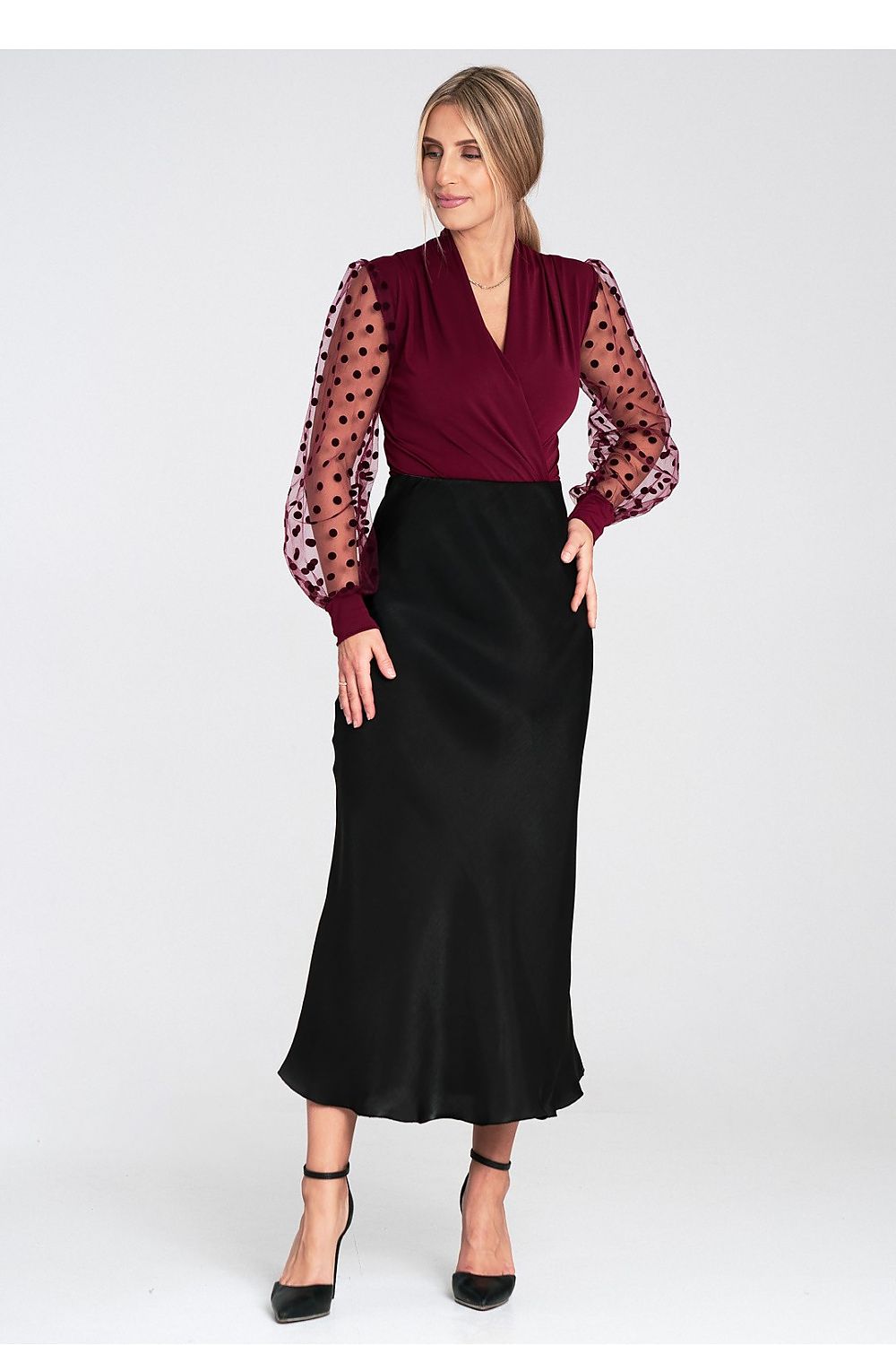 TEEK - Sheer Sleeve Shapewear V-Neck Bodysuit TOPS TEEK MH