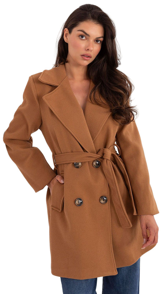 TEEK - Wrap Buttoned Belted Coat COAT TEEK MH brown One Size