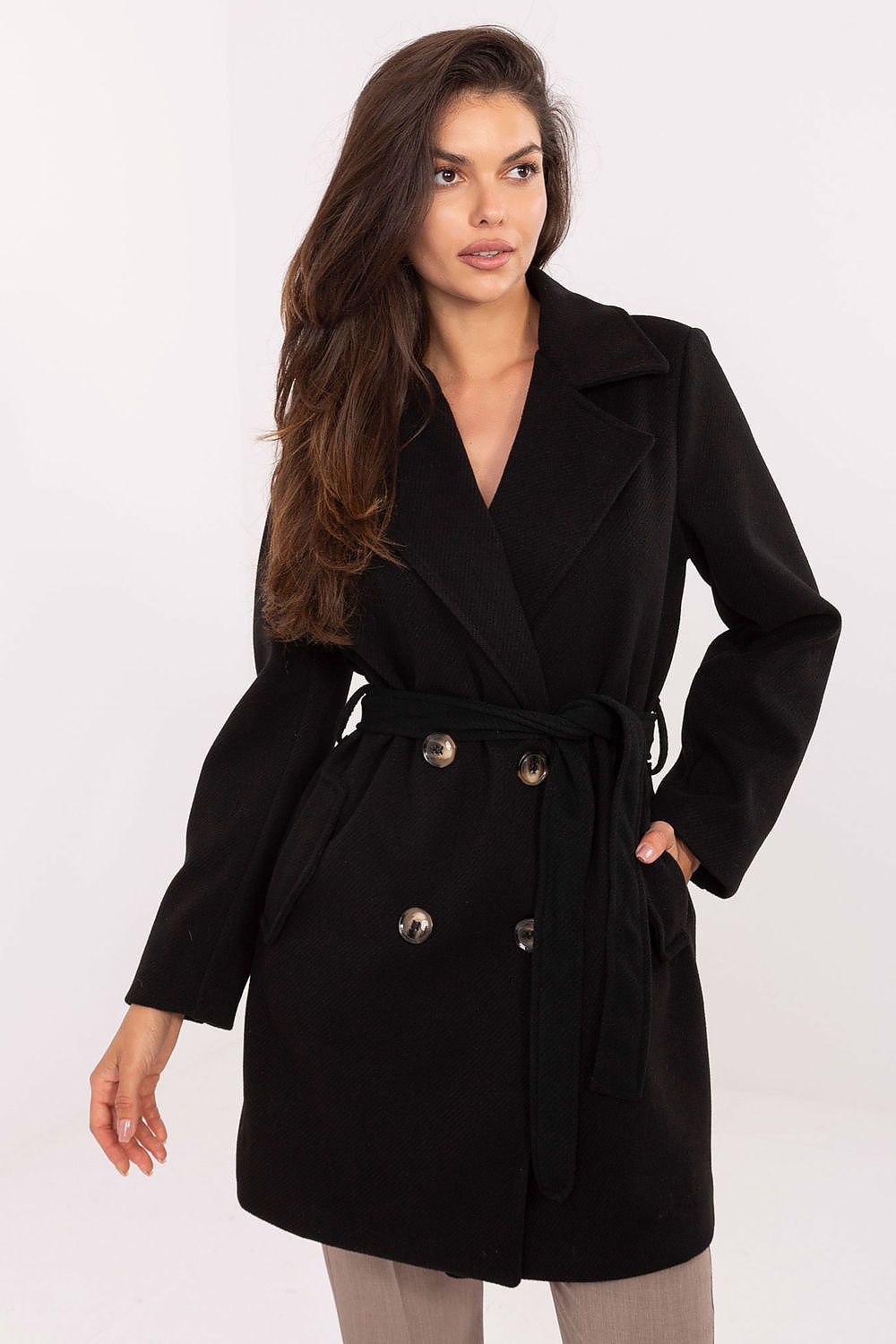 TEEK - Wrap Buttoned Belted Coat COAT TEEK MH black One Size