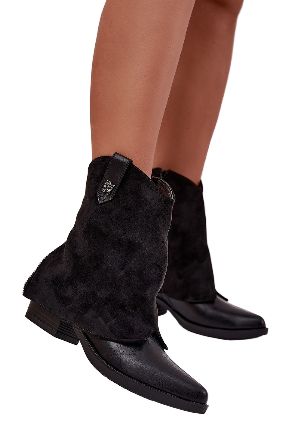 TEEK - Suede Folded Over Heeled Boots SHOES TEEK MH black 6.5