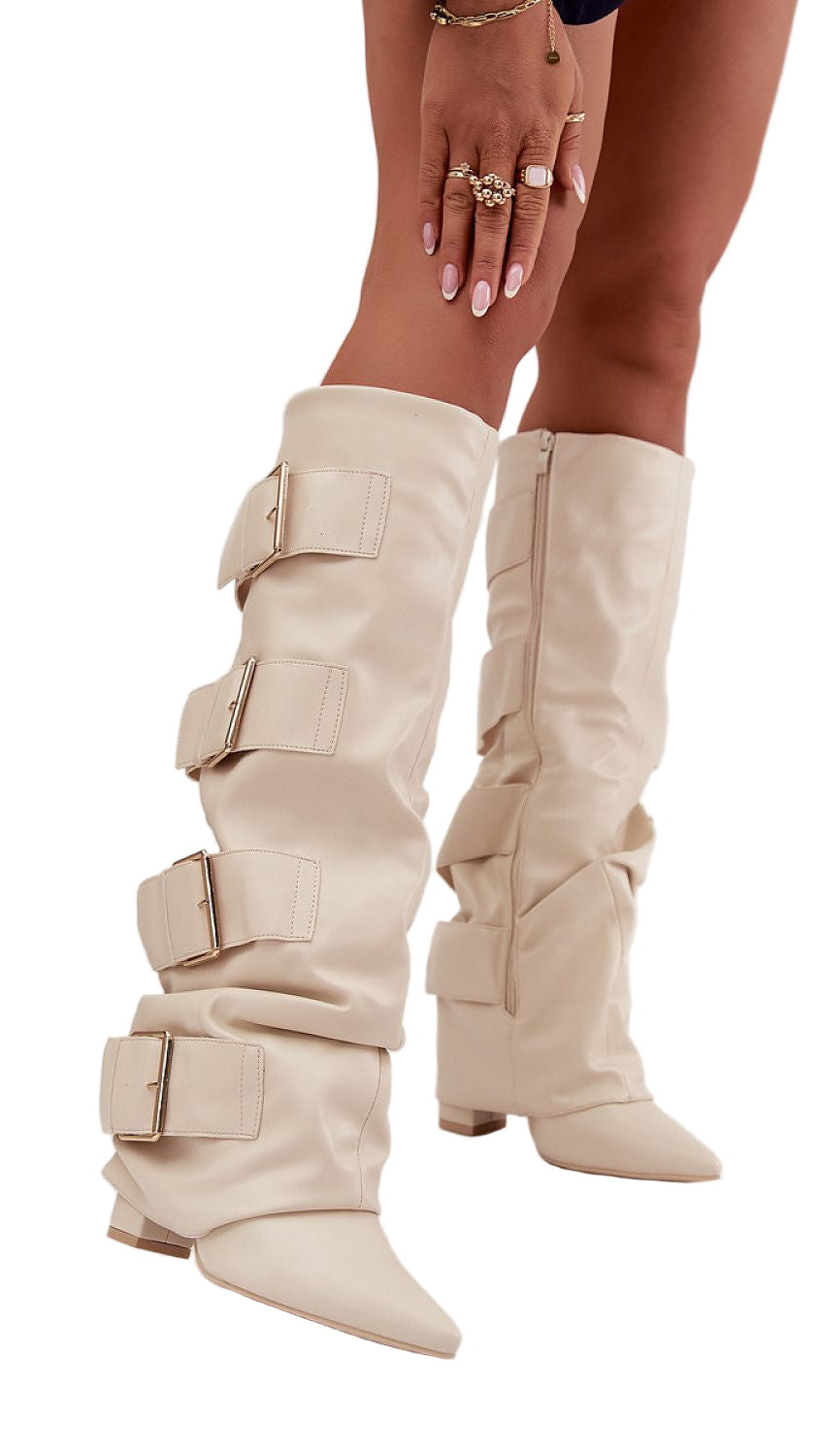 TEEK - Quad Buckle Heeled Boots SHOES TEEK MH beige 6.5