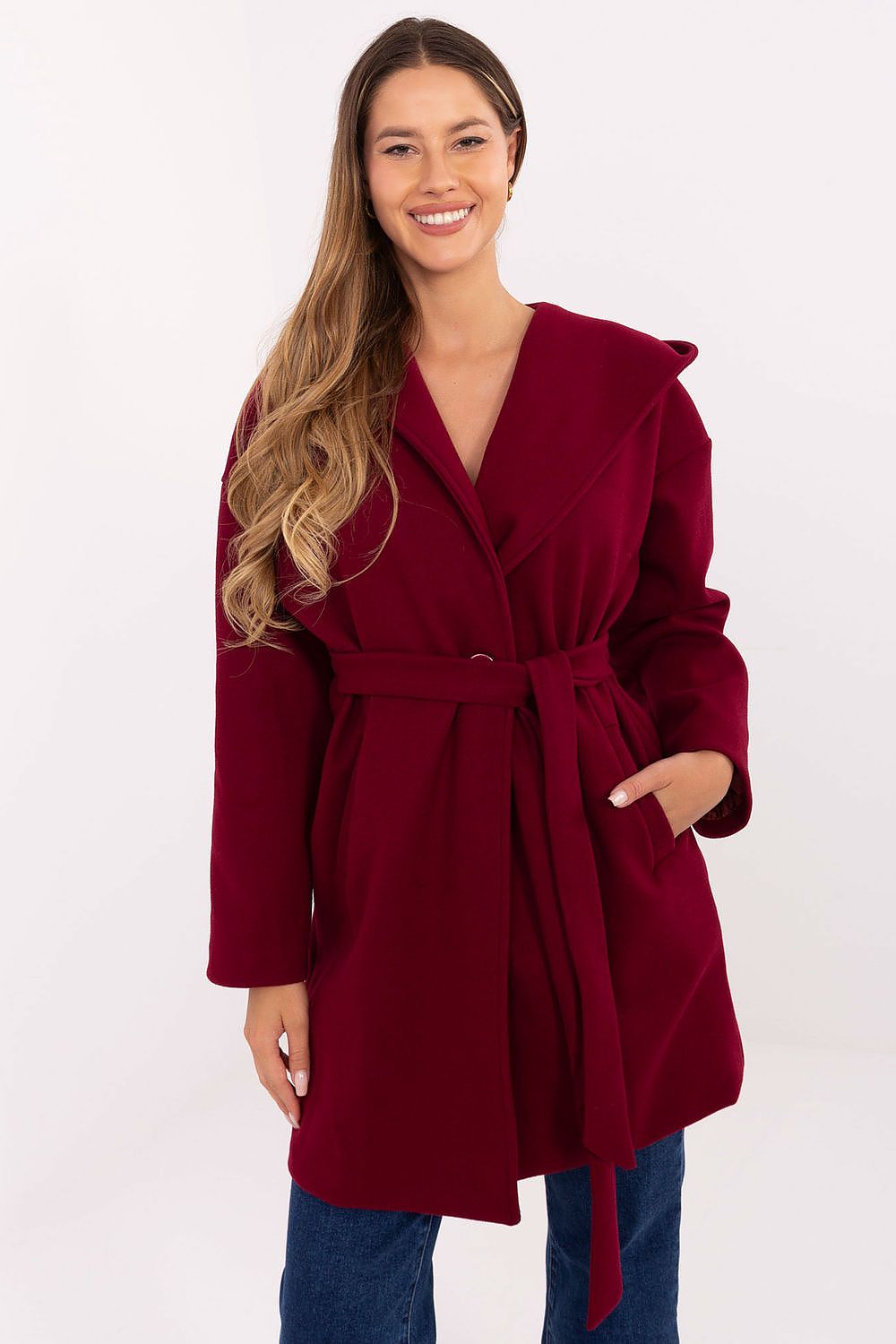 TEEK - Hooded Wrap Belted Coat COAT TEEK MH red One Size
