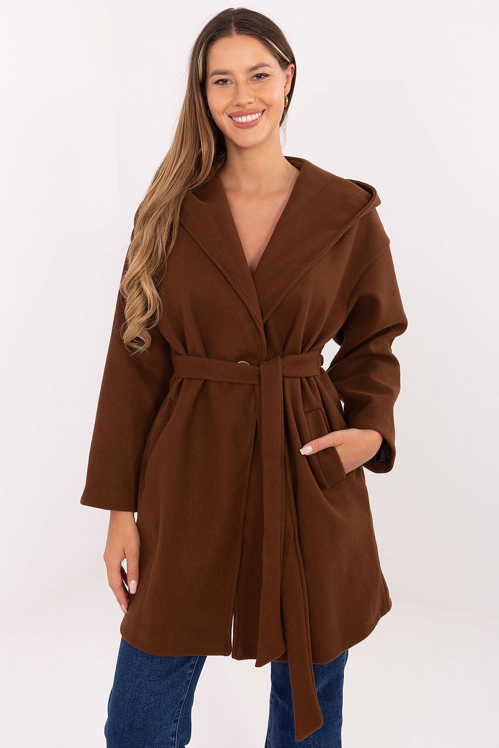 TEEK - Hooded Wrap Belted Coat COAT TEEK MH brown One Size