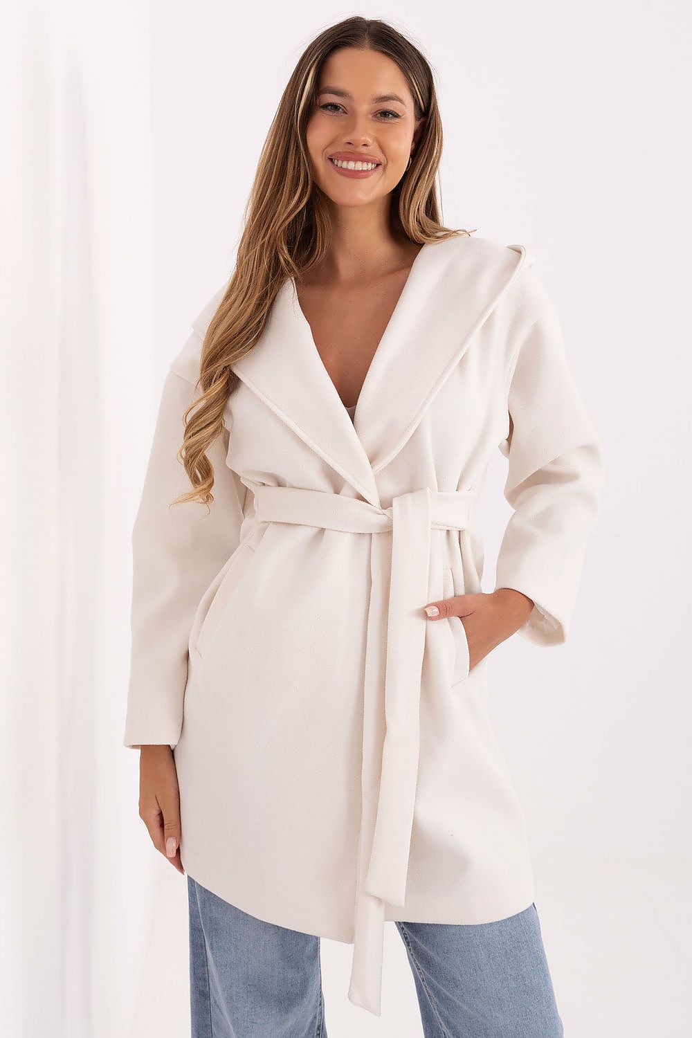 TEEK - Hooded Wrap Belted Coat COAT TEEK MH white One Size