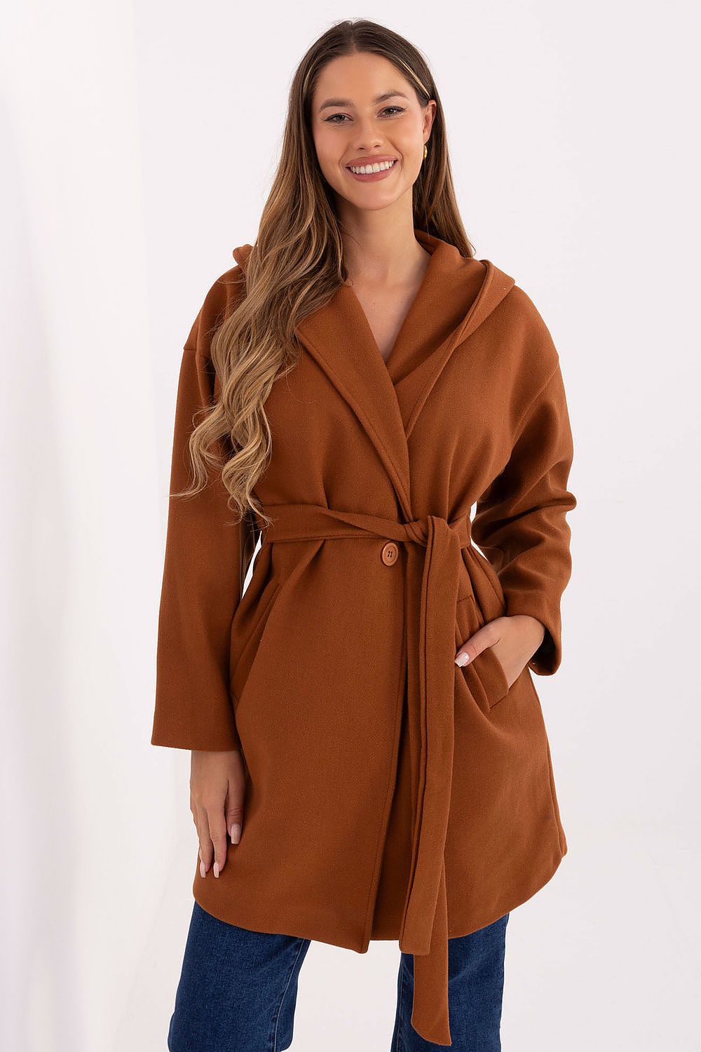 TEEK - Hooded Wrap Belted Coat COAT TEEK MH brown 2 One Size
