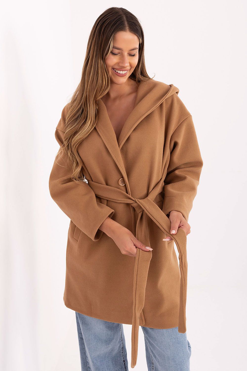 TEEK - Hooded Wrap Belted Coat COAT TEEK MH brown 3 One Size