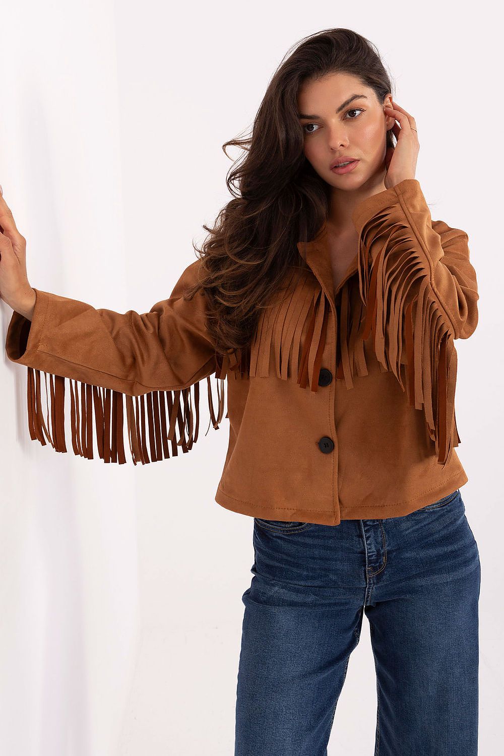 TEEK - Button-Down Fringe Sleeve Jacket JACKET TEEK MH brown 2 One Size