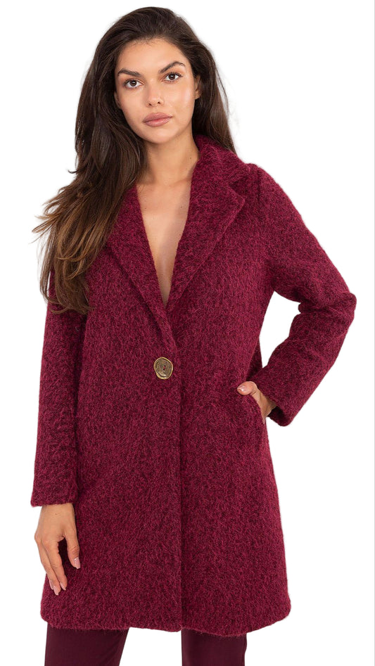 TEEK - Furry Texture Solo Button Coat COAT TEEK MH red One Size