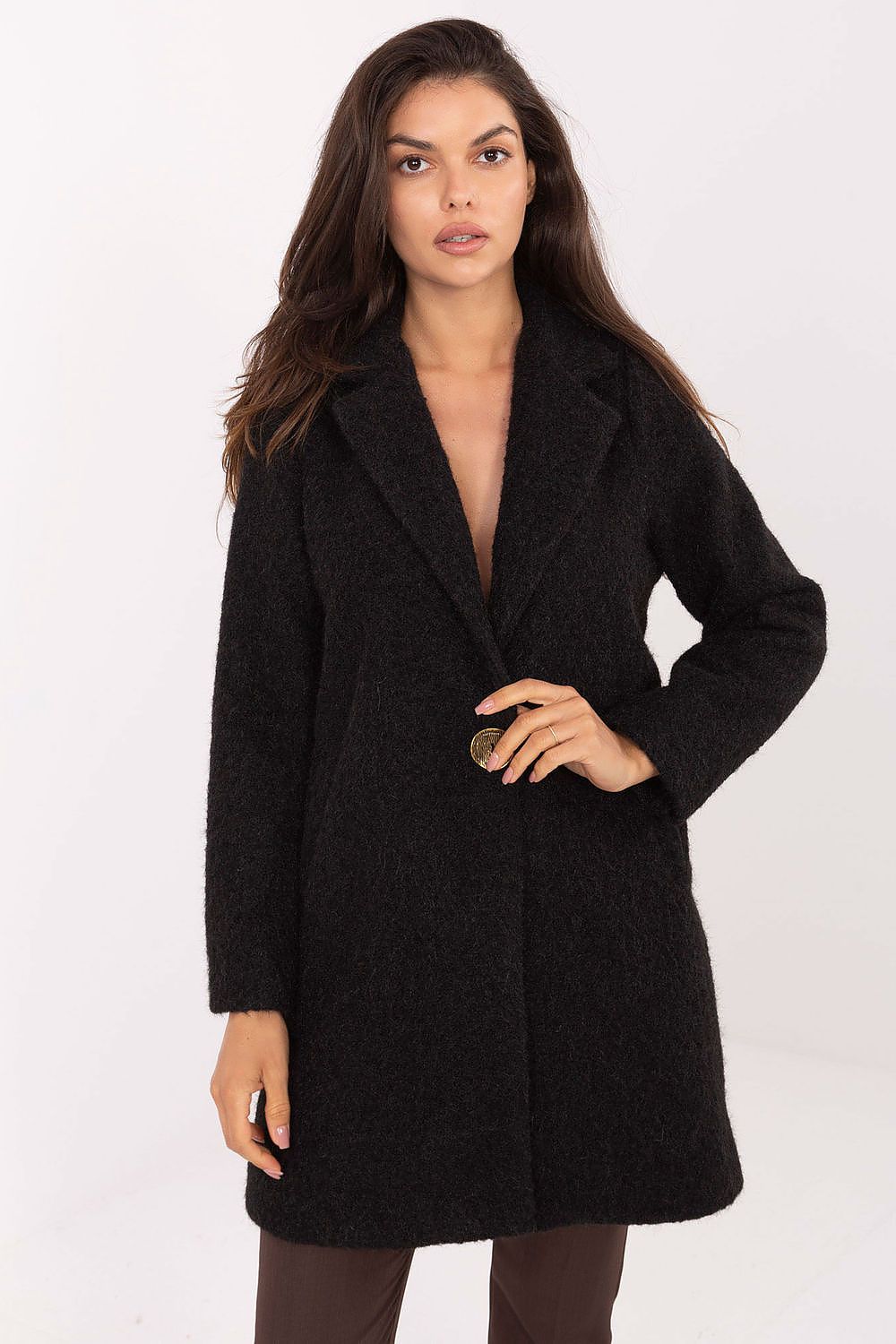 TEEK - Furry Texture Solo Button Coat COAT TEEK MH black One Size