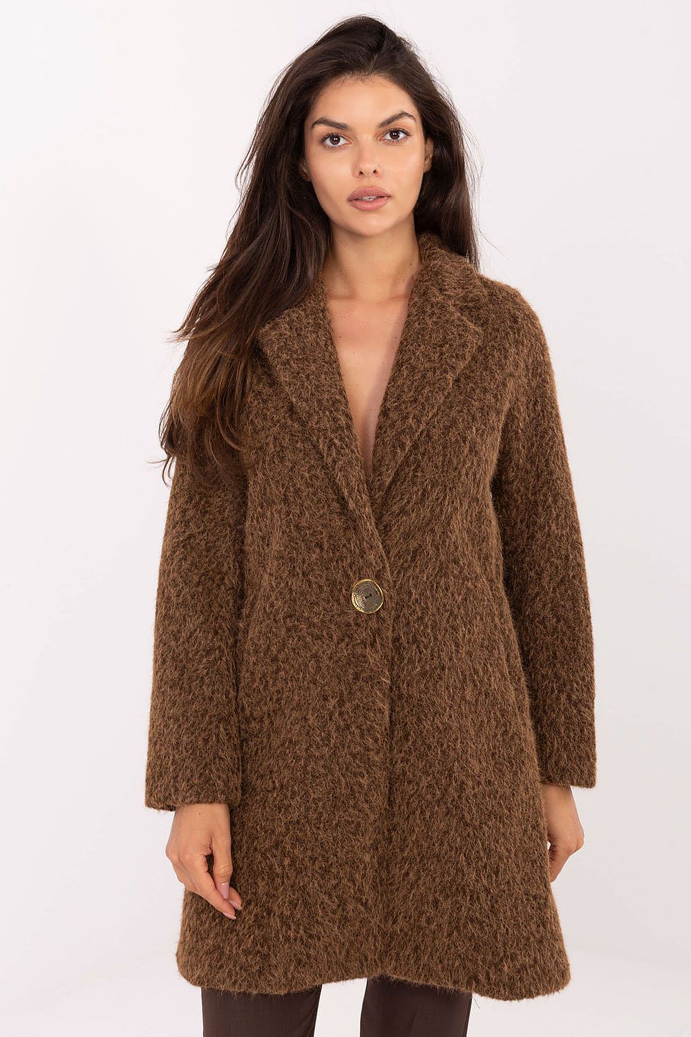TEEK - Furry Texture Solo Button Coat COAT TEEK MH brown One Size
