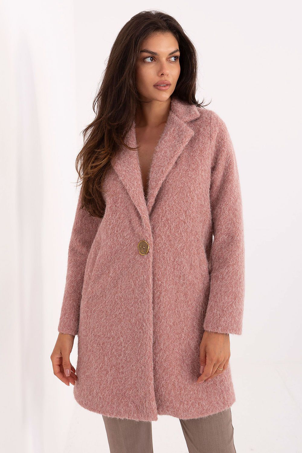 TEEK - Furry Texture Solo Button Coat COAT TEEK MH pink One Size