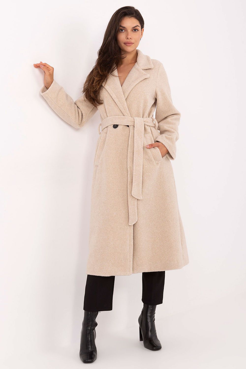 TEEK - Belted Boucle Double Breasted Coat COAT TEEK MH beige One Size