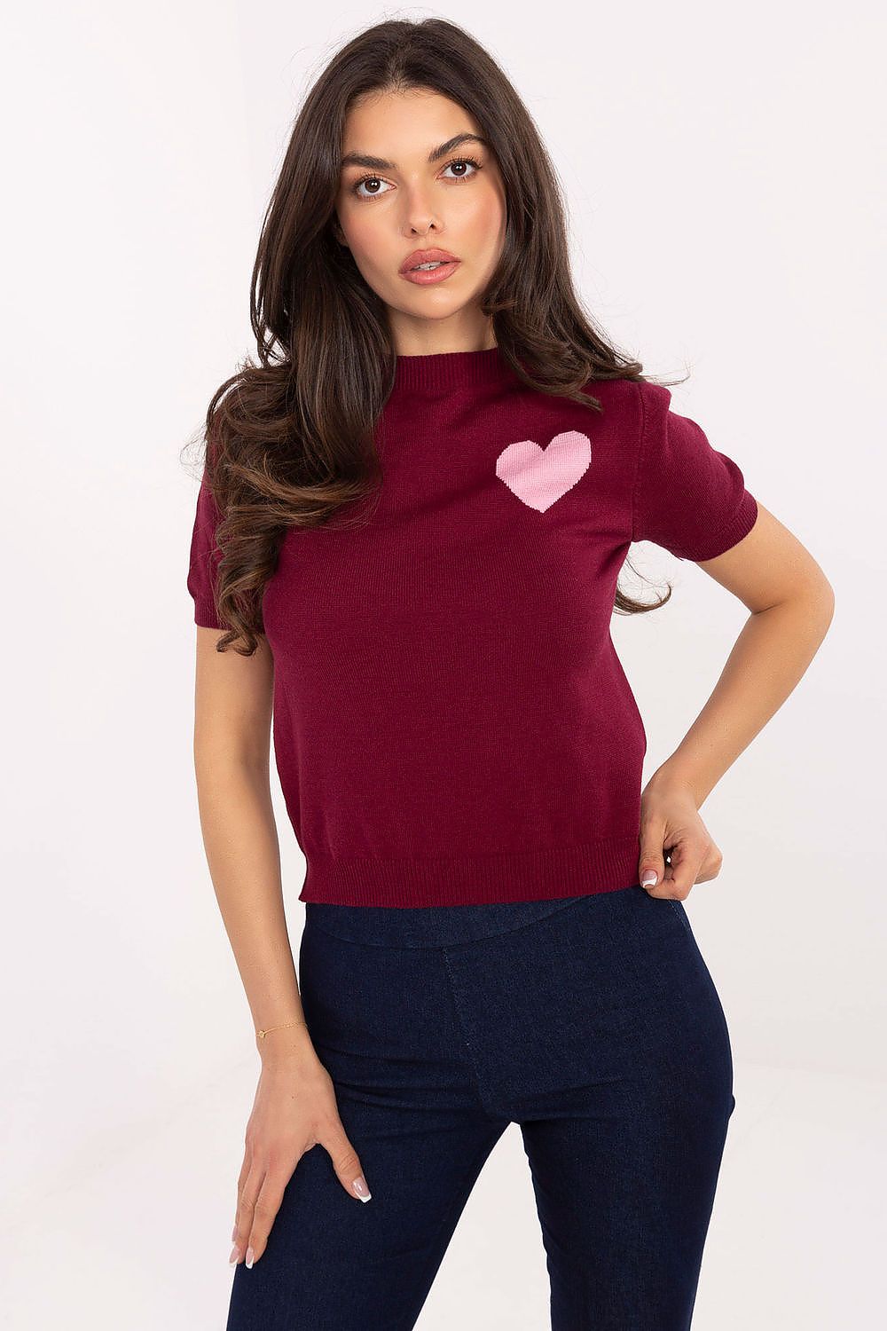 TEEK - Red Heart Throb Short Sleeve Sweater TOPS TEEK MH