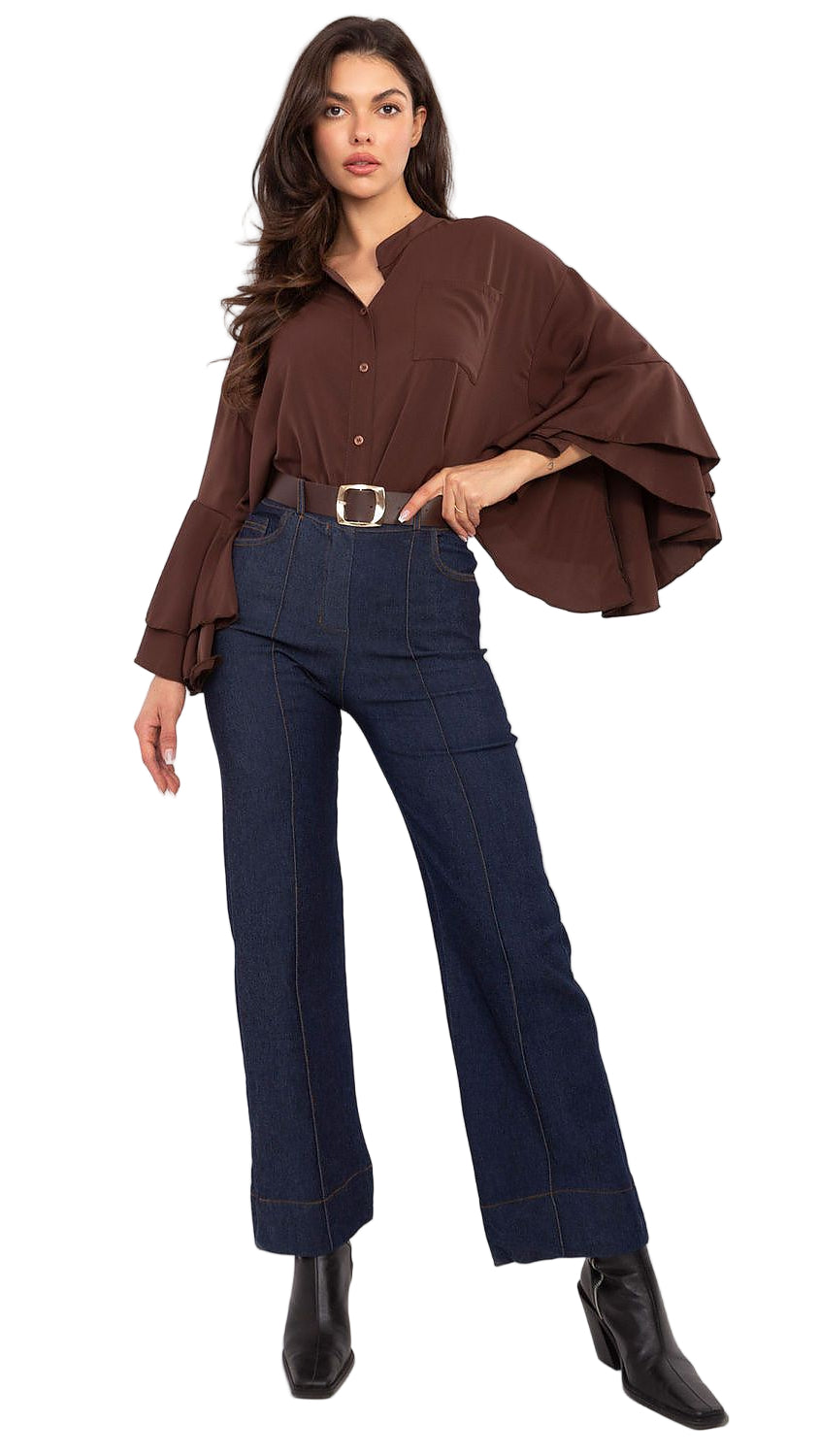 TEEK - Navy Blue Straight Leg Buttoned Jeans JEANS TEEK MH One Size