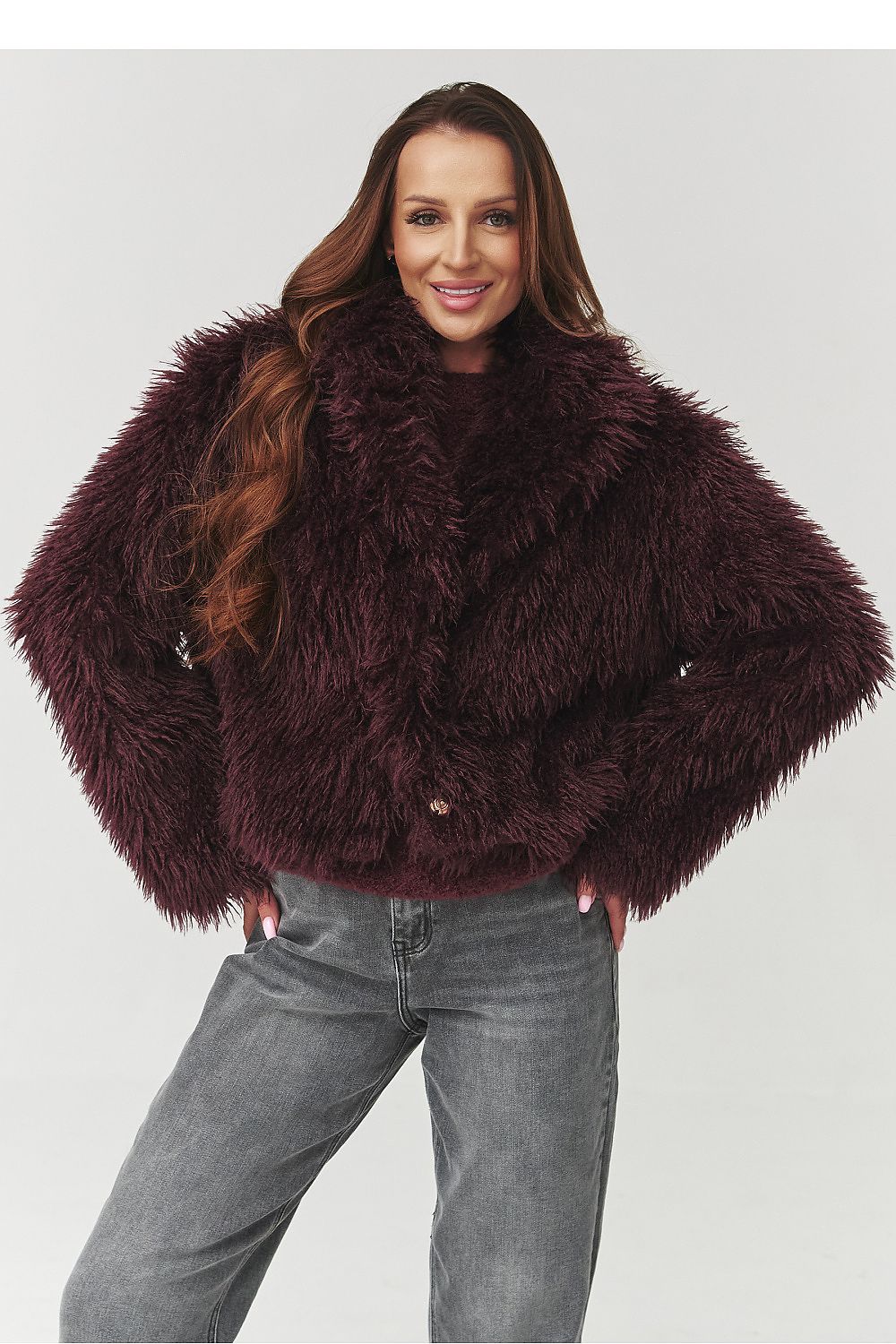 TEEK - Shag Fluff Buttoned Jacket JACKET TEEK MH red One Size