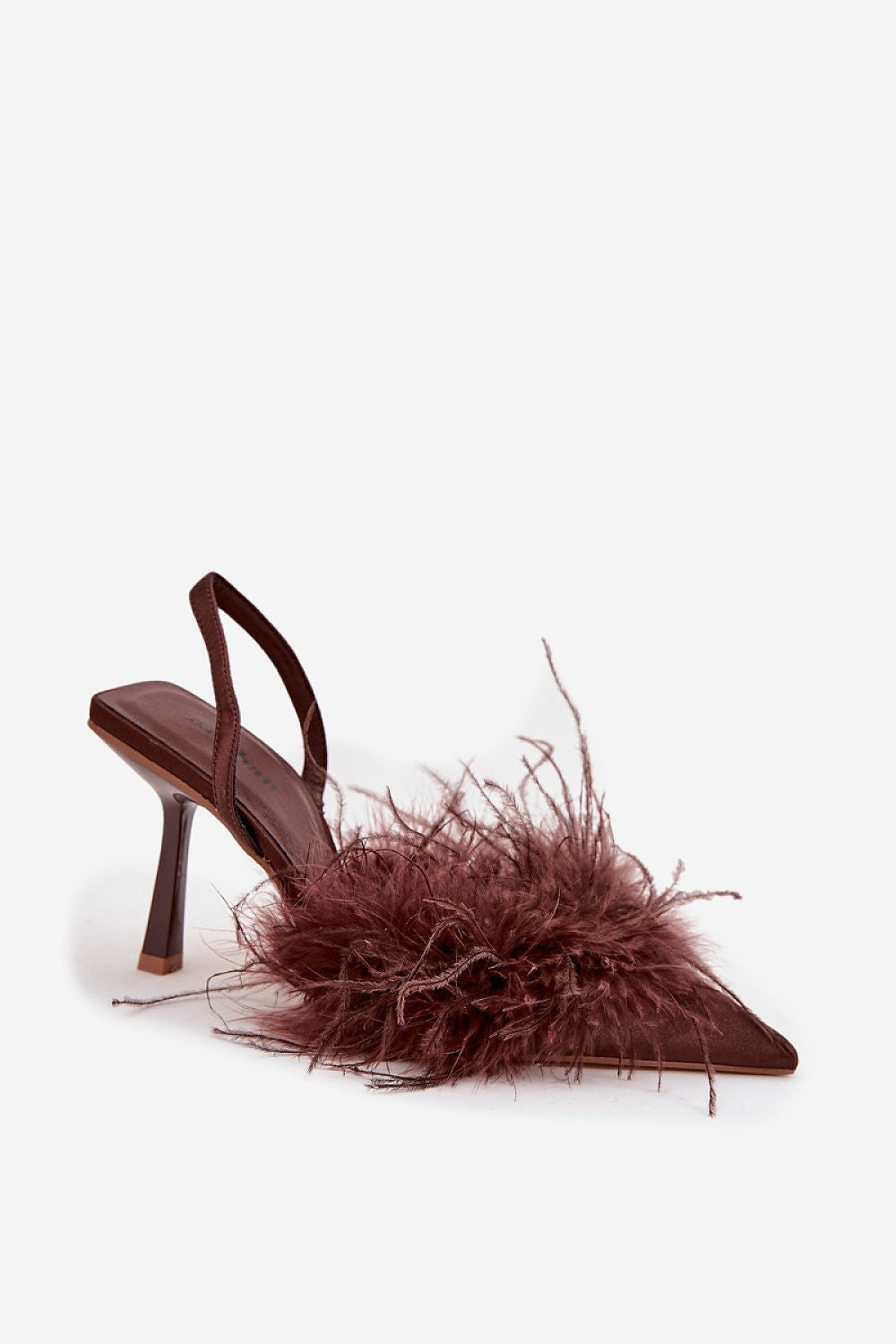 TEEK - Brown Feathered Slingback Heels SHOES TEEK MH