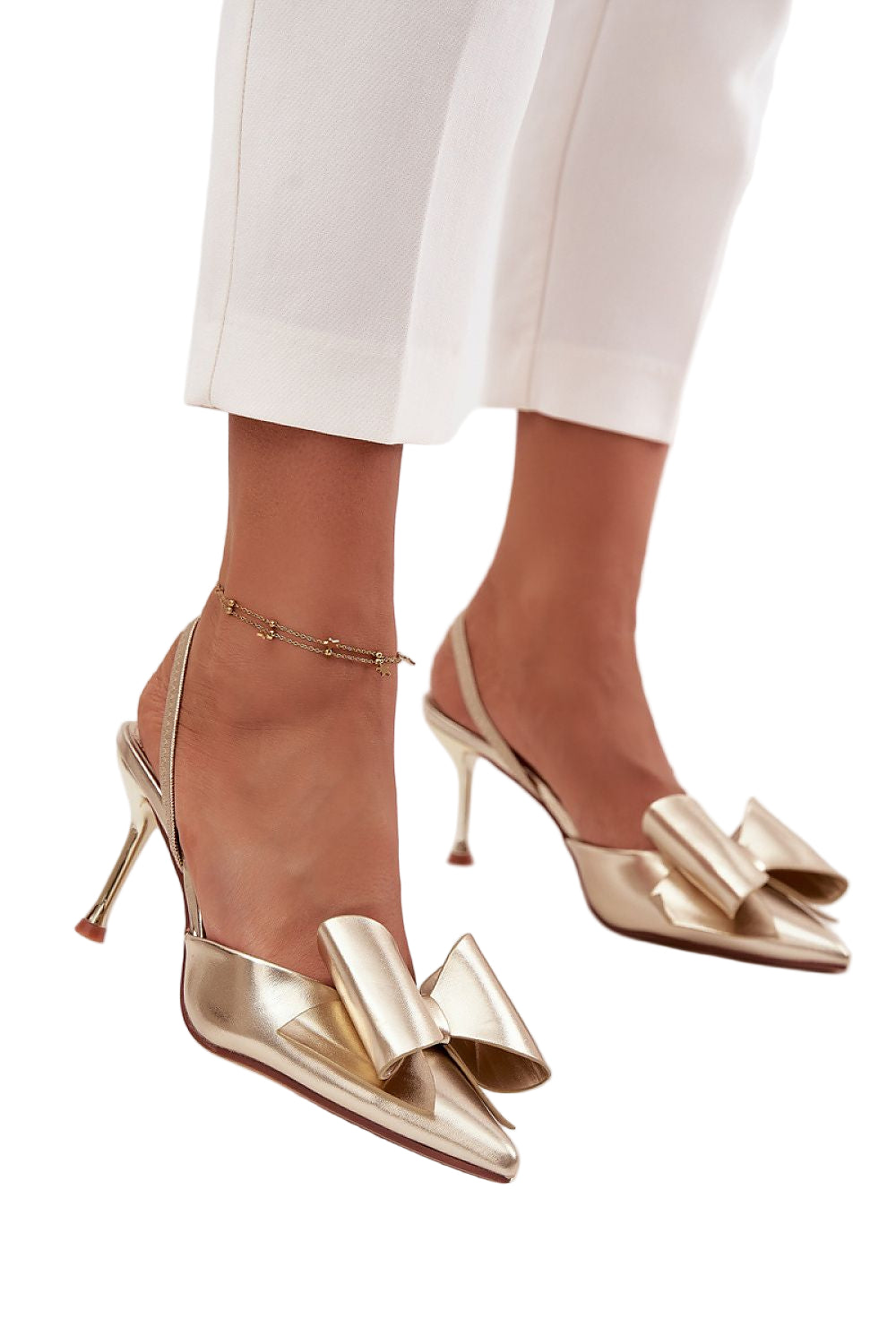 TEEK - Golden Bow Toe Slingback Heels SHOES TEEK MH 6.5