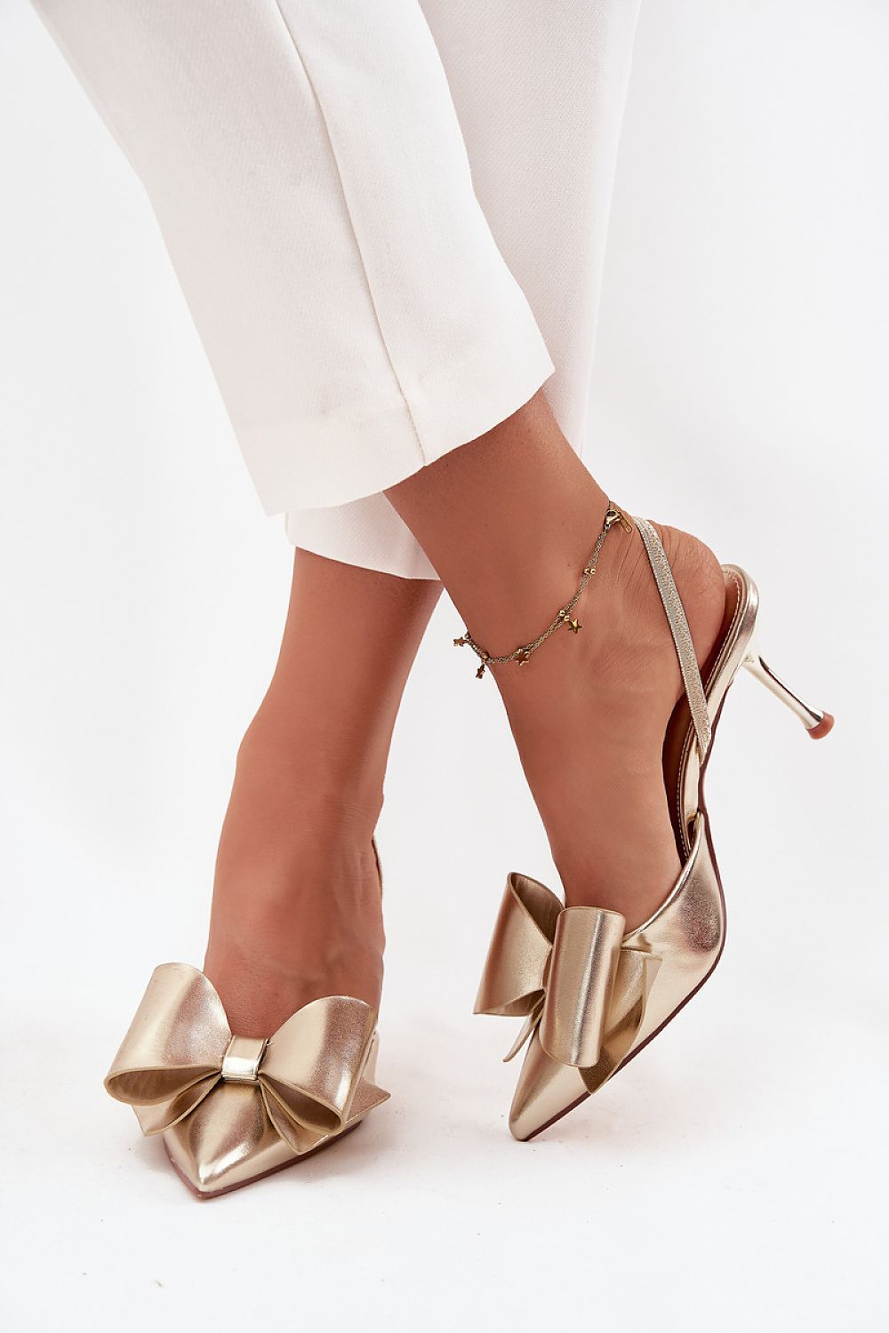 TEEK - Golden Bow Toe Slingback Heels SHOES TEEK MH
