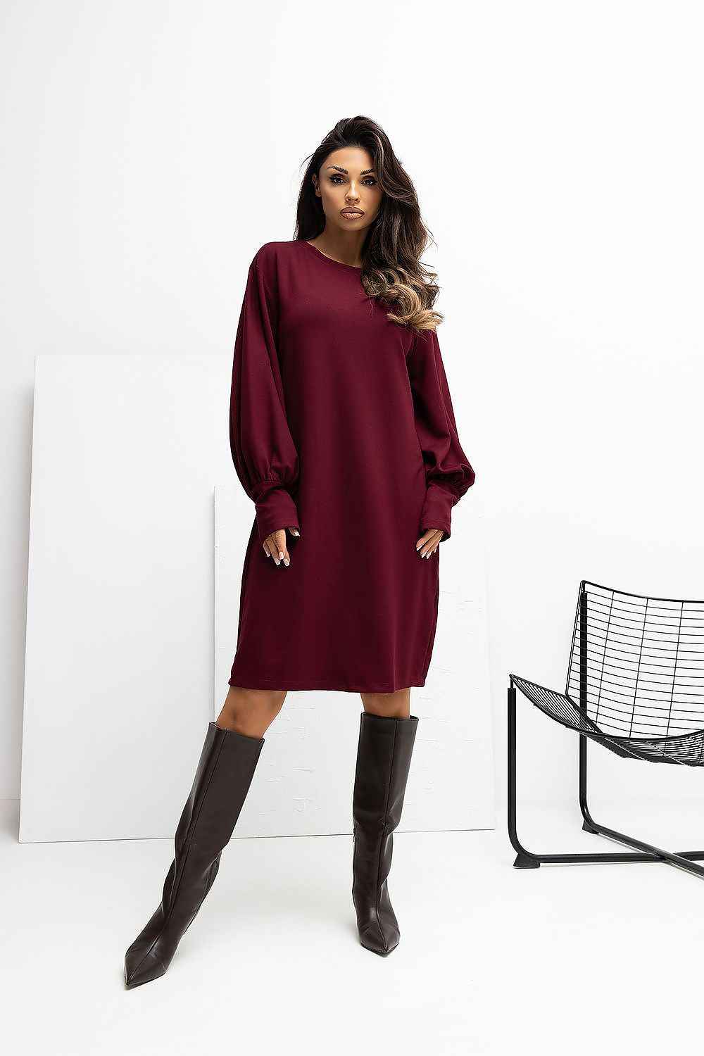 TEEK - Teardrop Puff Sleeve Sweatshirt Dress Rue Paris