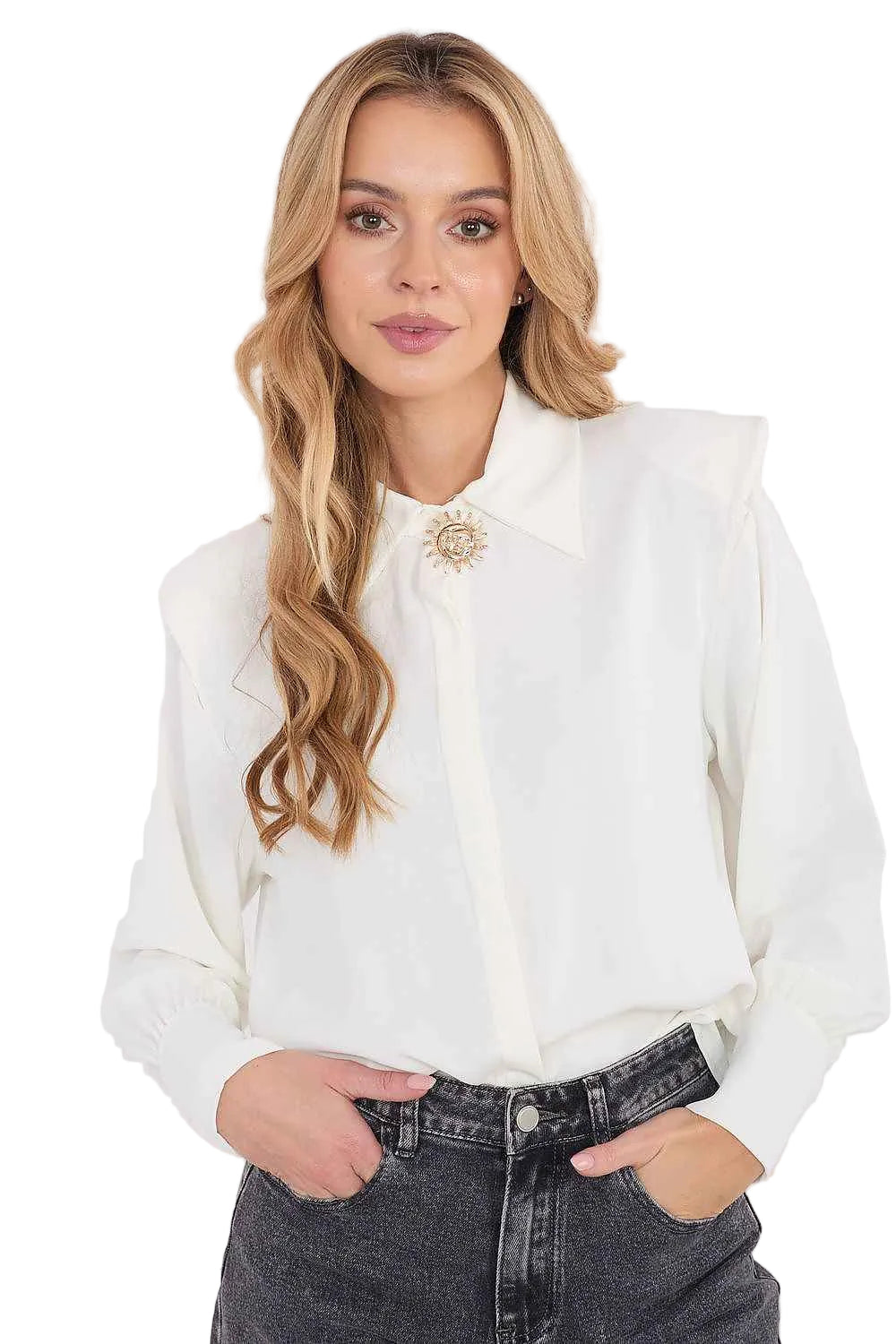 Long sleeve shirt Italy Moda beige one-size-fits-all