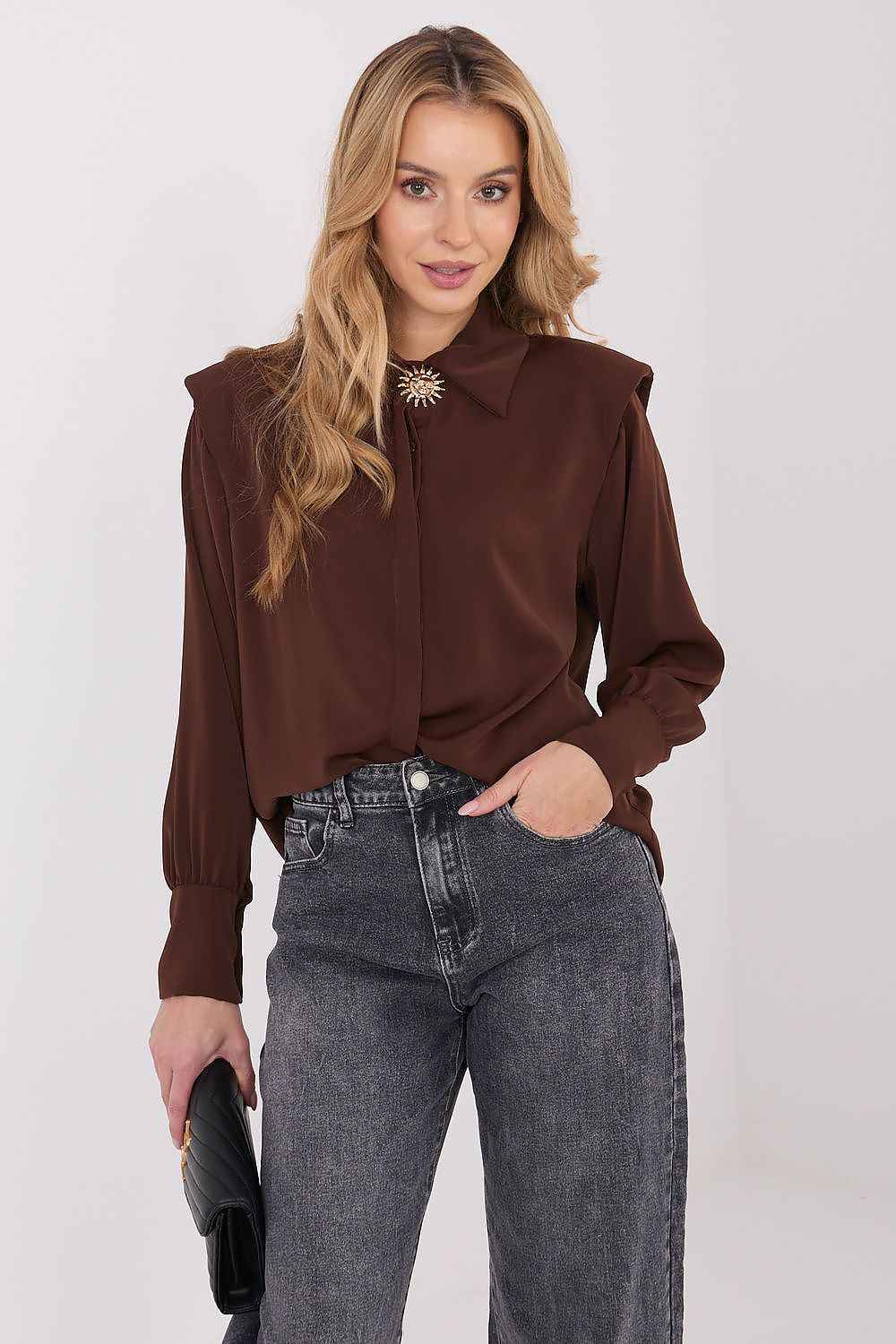 Long sleeve shirt Italy Moda brown one-size-fits-all