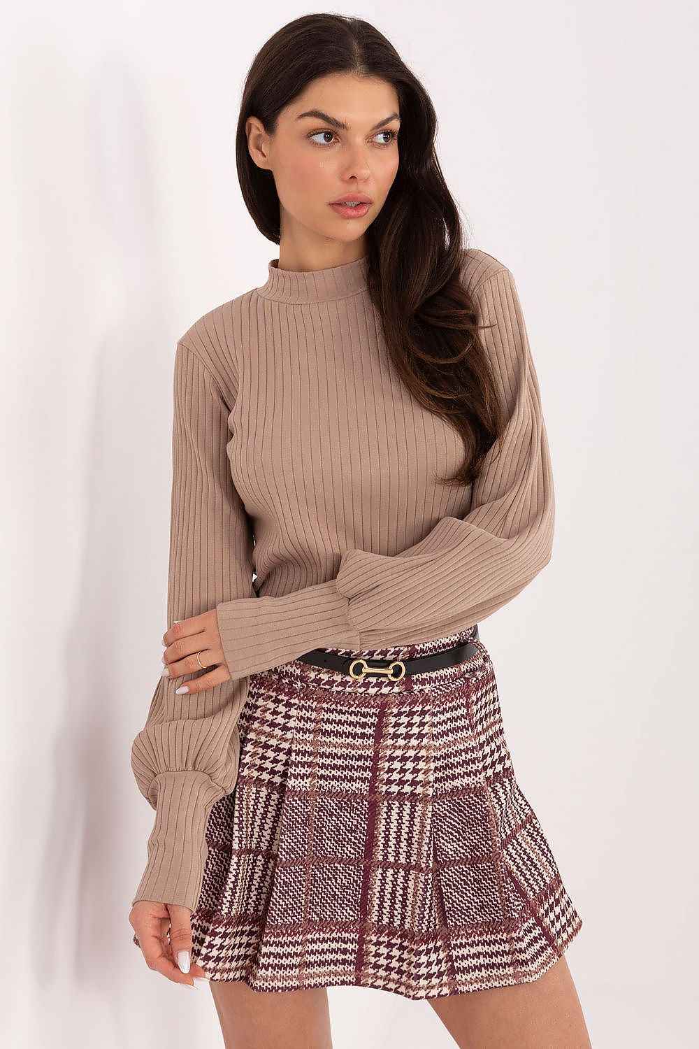 TEEK - Mock Neck Balloon Long Sleeve Blouse TOPS TEEK MH beige S/M