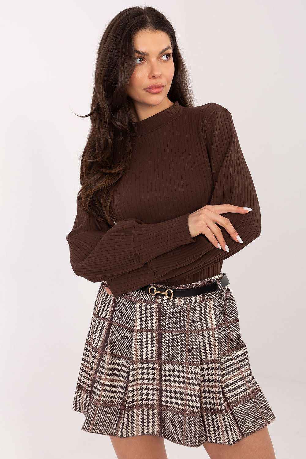 TEEK - Mock Neck Balloon Long Sleeve Blouse TOPS TEEK MH brown S/M