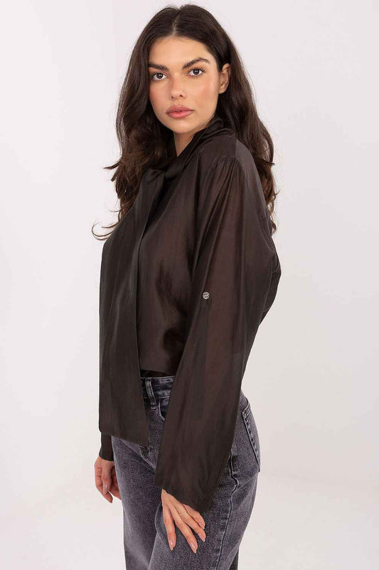 TEEK - Sheer Long sleeve Neck Ribbon Tie Shirt TOPS TEEK MH