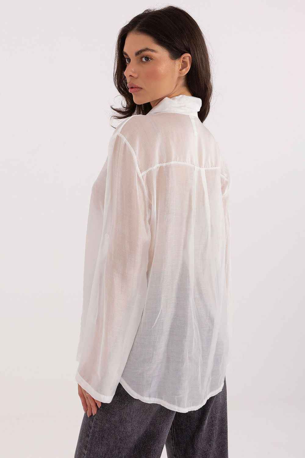 TEEK - Sheer Long sleeve Neck Ribbon Tie Shirt TOPS TEEK MH