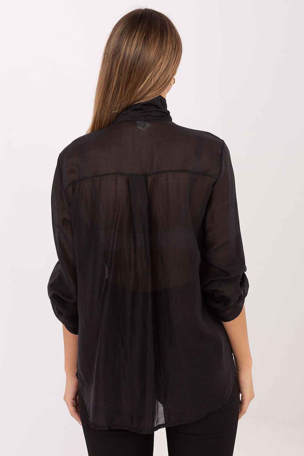 TEEK - Sheer Long sleeve Neck Ribbon Tie Shirt TOPS TEEK MH