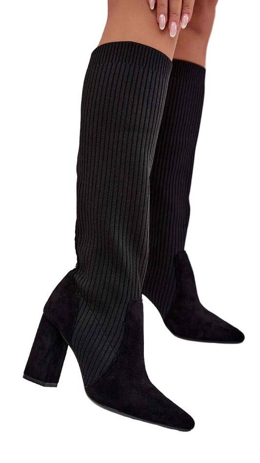 TEEK - Suede Sleek Heeled Boots SHOES TEEK MH black 6.5