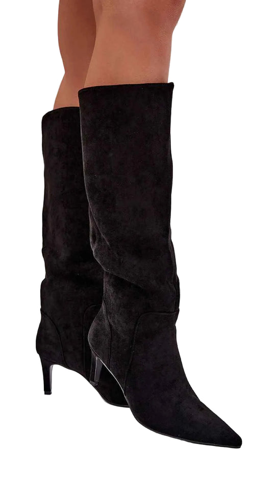 TEEK - Suede Low Heeled Pointed Toe Boots SHOES TEEK MH black 6.5