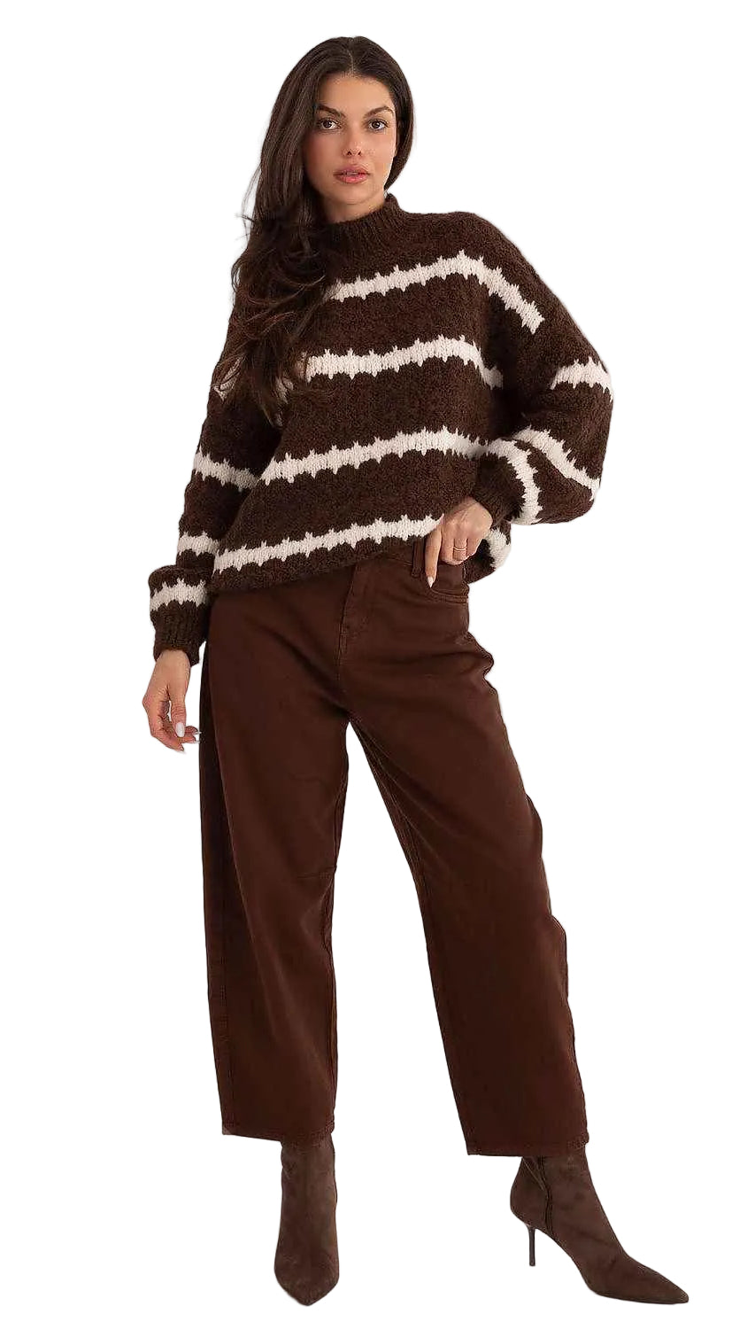 TEEK - Cropped Subtle Stretch Balloon Jeans Factory Price brown XS