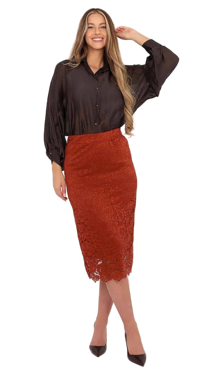 TEEK - Lace Lengthy Waistband Skirt - Orange SKIRT TEEK MH orange One Size