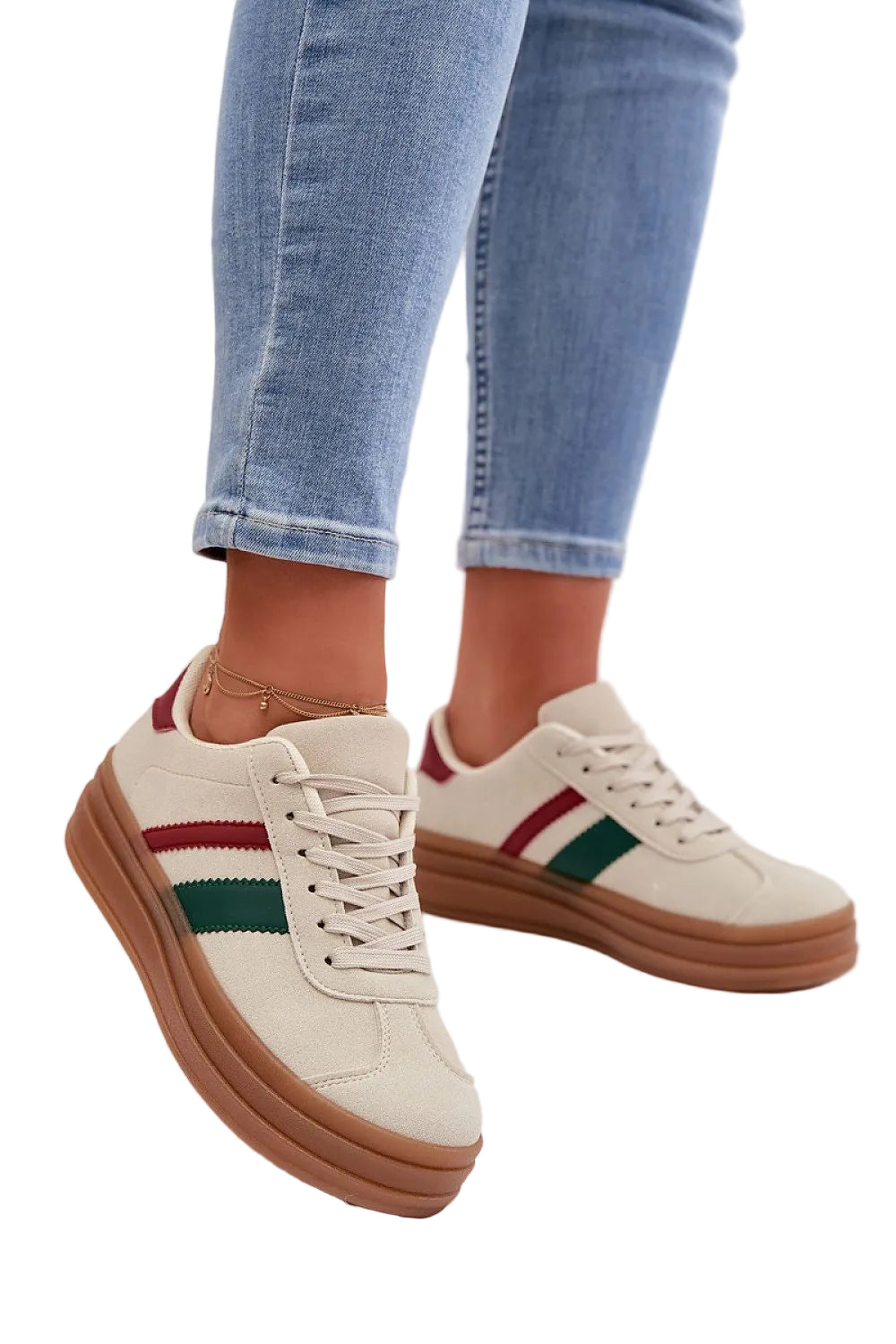 TEEK - Bi-Color Stripe Laced Sneakers SHOES TEEK MH beige 5.5