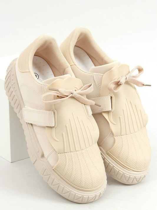 TEEK - Cream Laced Solid Ip Moccasin Sneakers