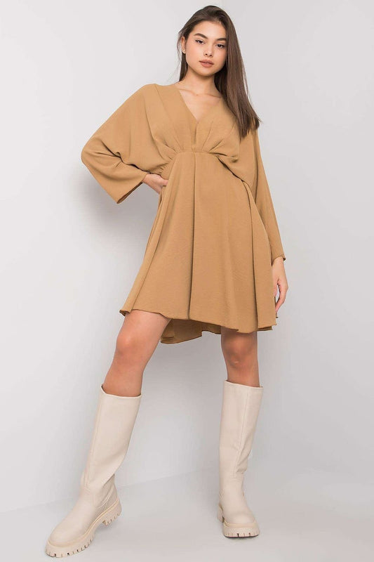 TEEK - Plunge V Blouse Dress DRESS TEEK MH beige One Size 