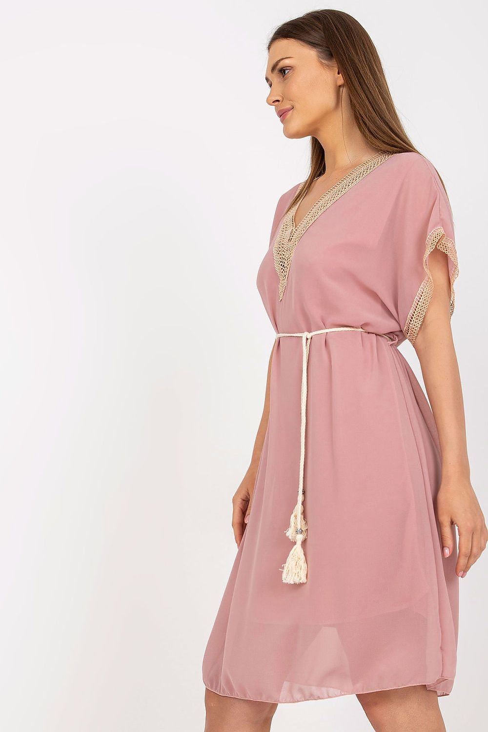 TEEK - Tassel Belt Lace V-Neck Daydress DRESS TEEK MH   