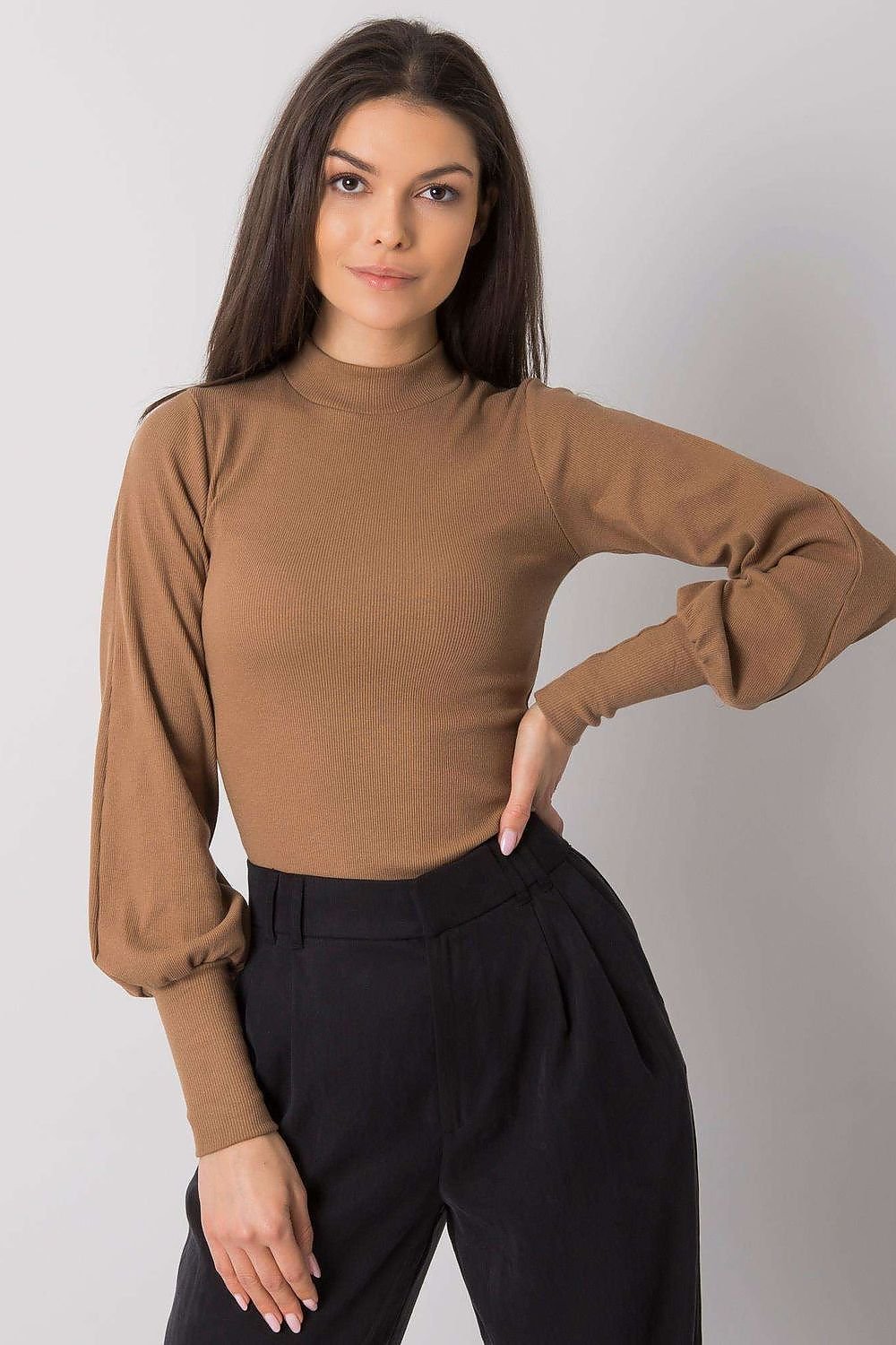 TEEK - Sweet Stretch Puff Sleeve Blouse TOPS TEEK MH brown S 