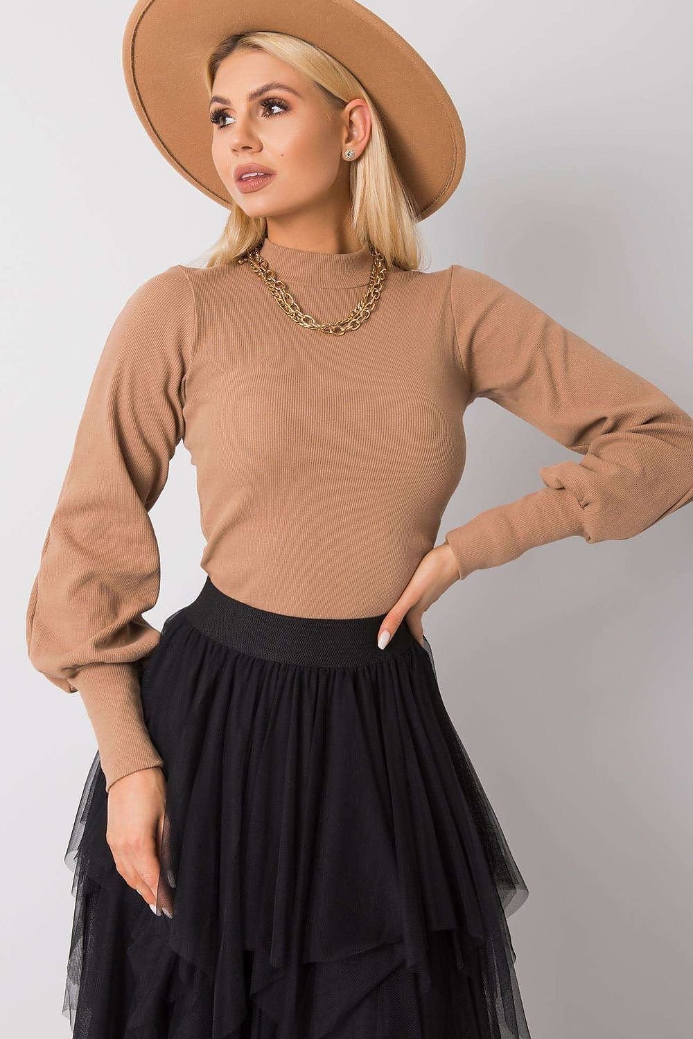 TEEK - Sweet Stretch Puff Sleeve Blouse TOPS TEEK MH brown 2 S 