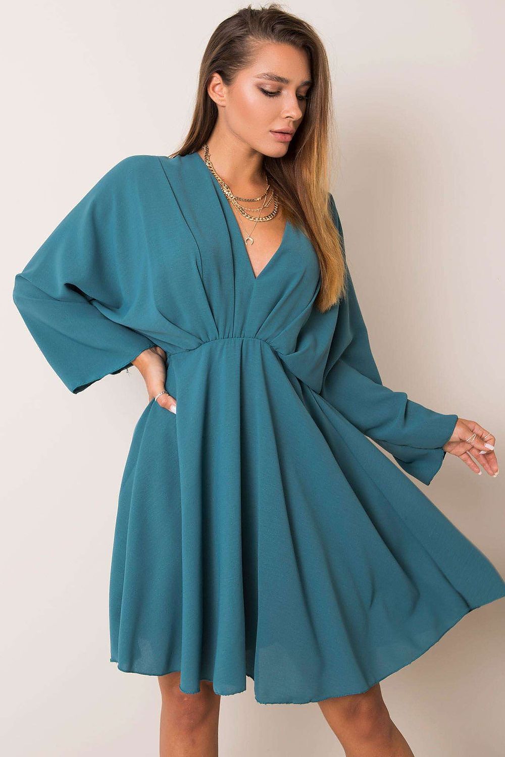 TEEK - Plunge V Blouse Dress DRESS TEEK MH blue One Size 