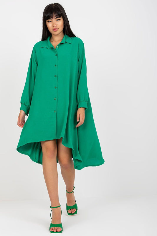 TEEK - Green Button Down Shirt Dress DRESS TEEK MH One Size  